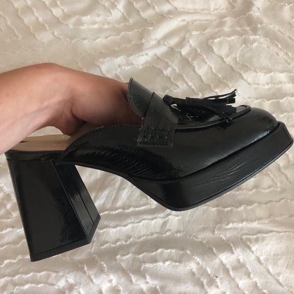 L’idea Black Patent Leather Platform Mules Made in Italy (Size 6.5) - Picture 1 of 4